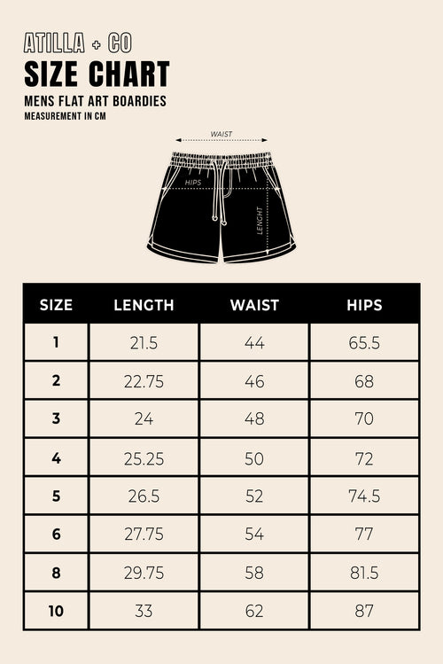 MENS FLAT ART BOARDIES