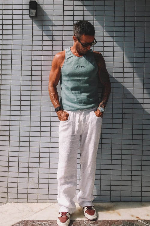 MENS WIDE LEG LINEN PANTS
